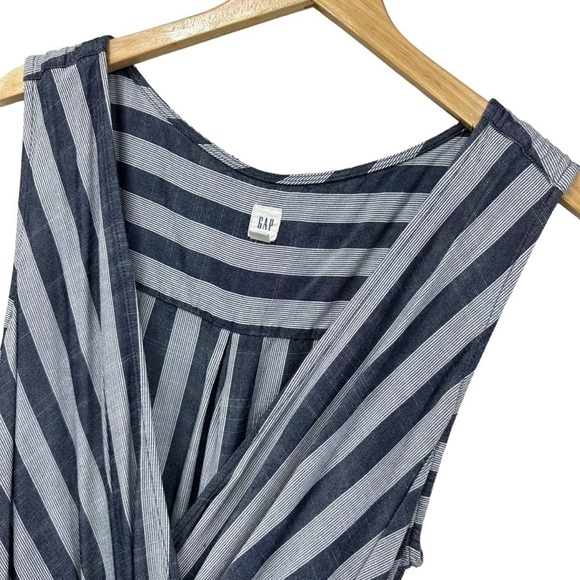 GAP Navy Sleeveless Striped Wide Leg Wrap Jumpsuit, XL - Picture 6 of 8
